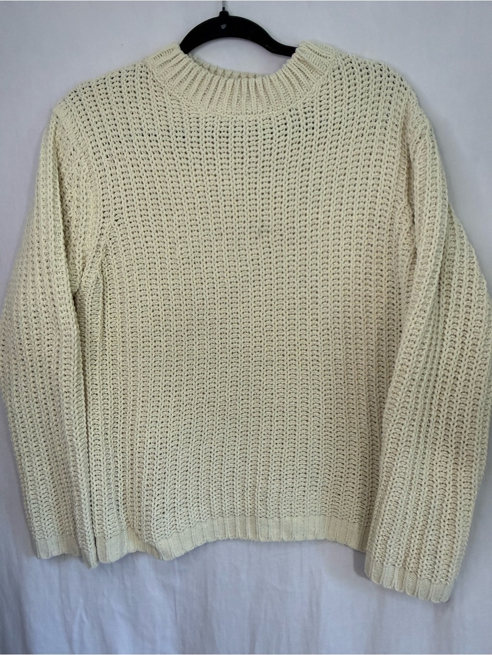 Ashley By 26 International Cream Chunky Crew Neck Sweater L